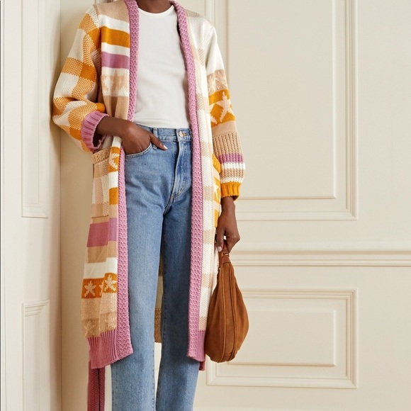 NEW Love Shack Fancy belted Grayson cardigan Duster Desert Sunset XS/S - Picture 2 of 16